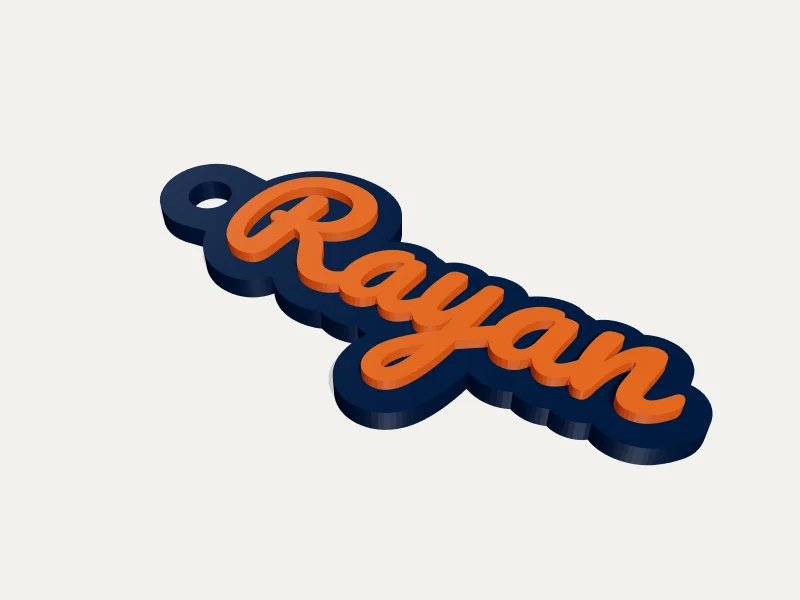Name Keychain — 3D render